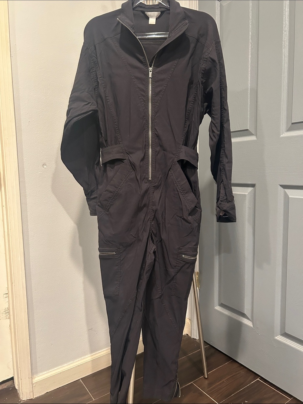 Athleta Black Zip-Front One-Piece Bodysuit/ jumpsuit. “ Lenox”